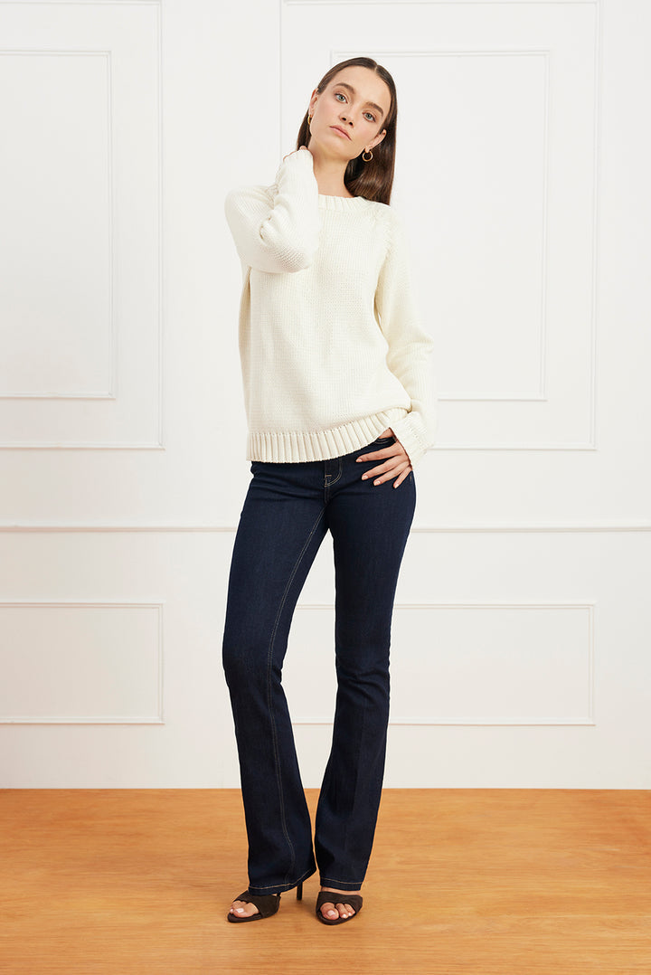 Aspen Cotton Crewneck Sweater in Black