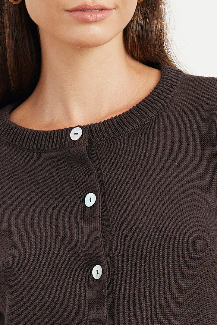 Ruthie Cotton Cardigan in Cacoa Brown