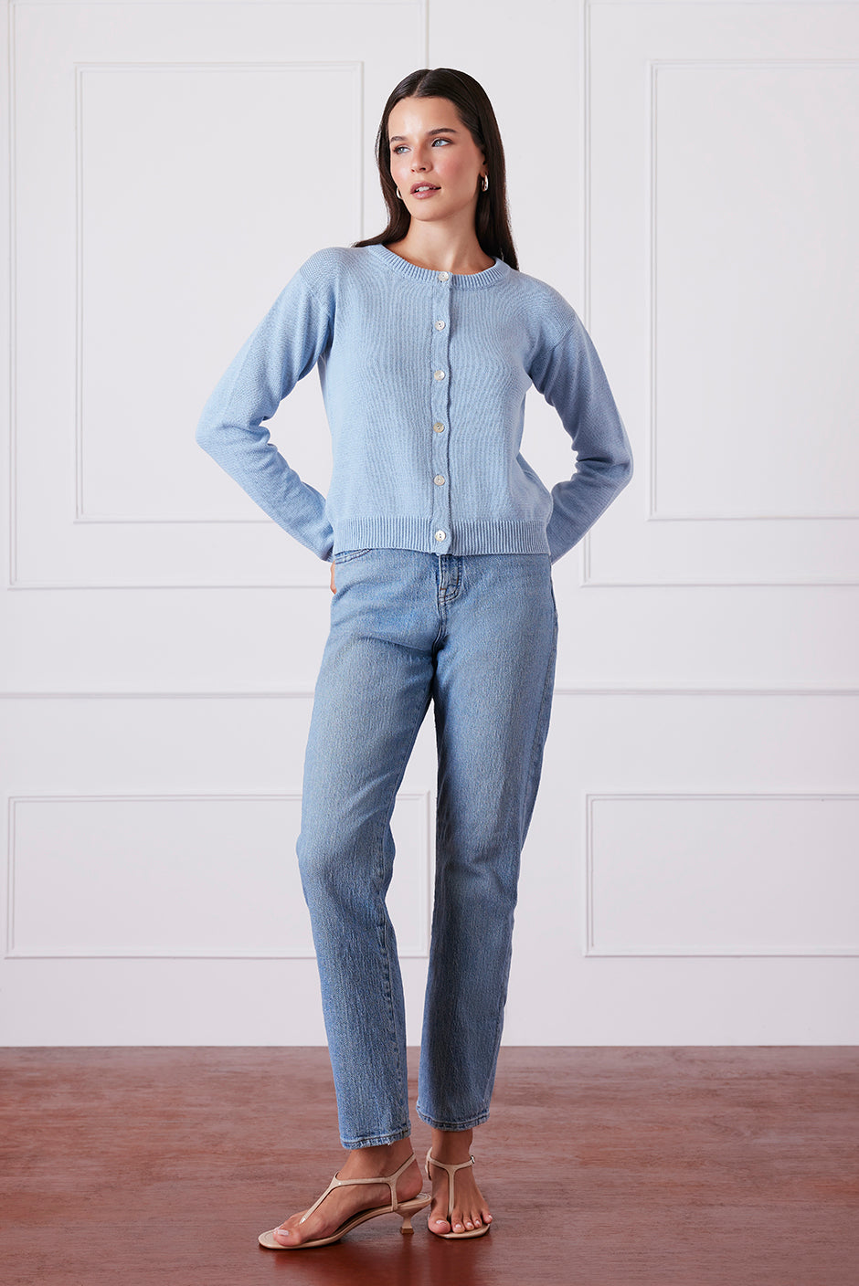 Ruthie Cotton Cardigan in Clarity Blue
