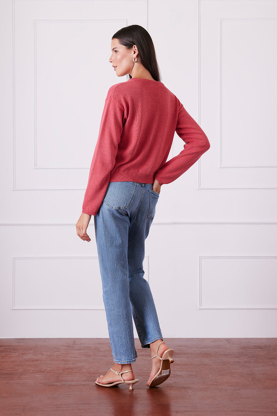 Ruthie Cotton Cardigan in Vintage Red