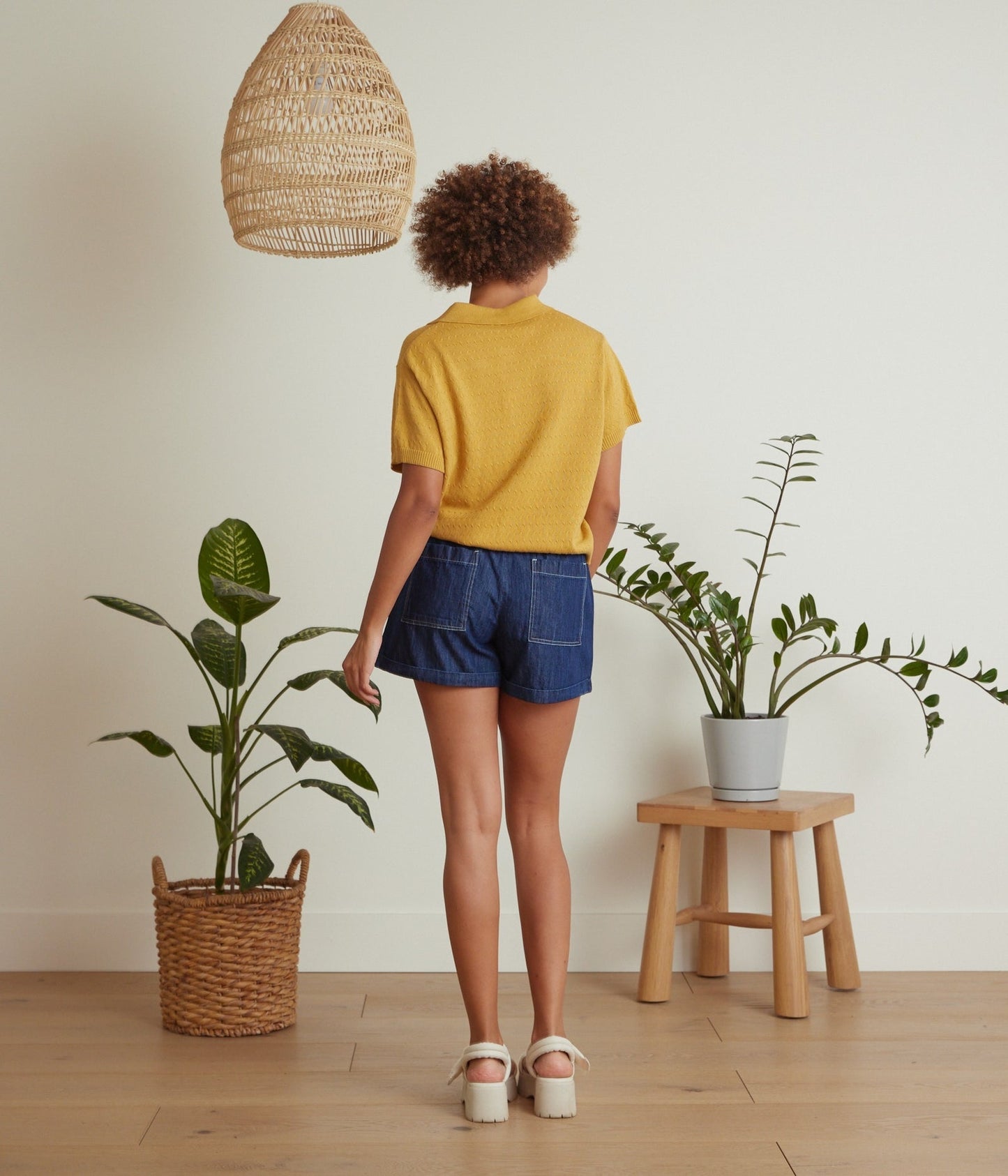 Antigua Organic Cotton Knit Top in Honey Yellow