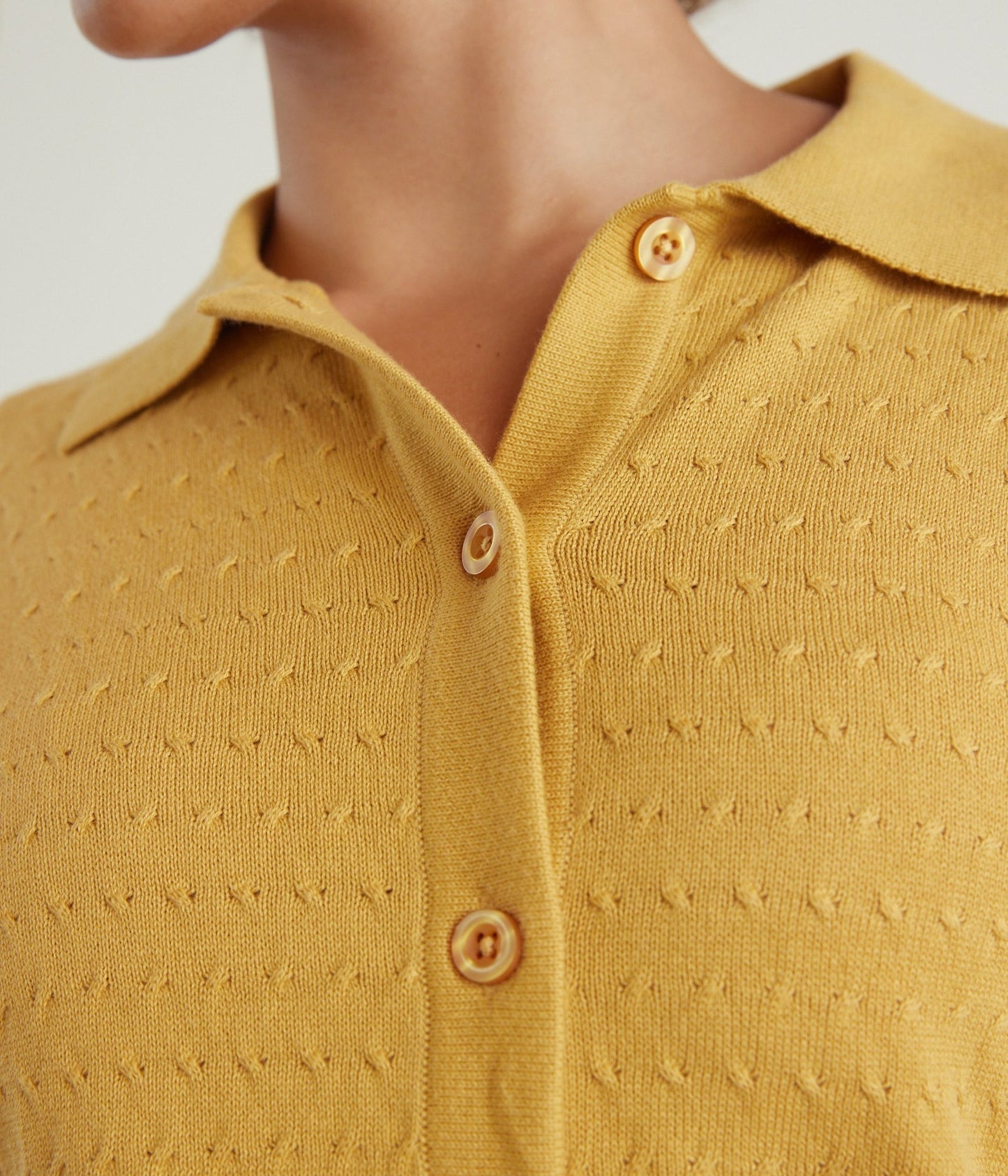 Antigua Organic Cotton Knit Top in Honey Yellow