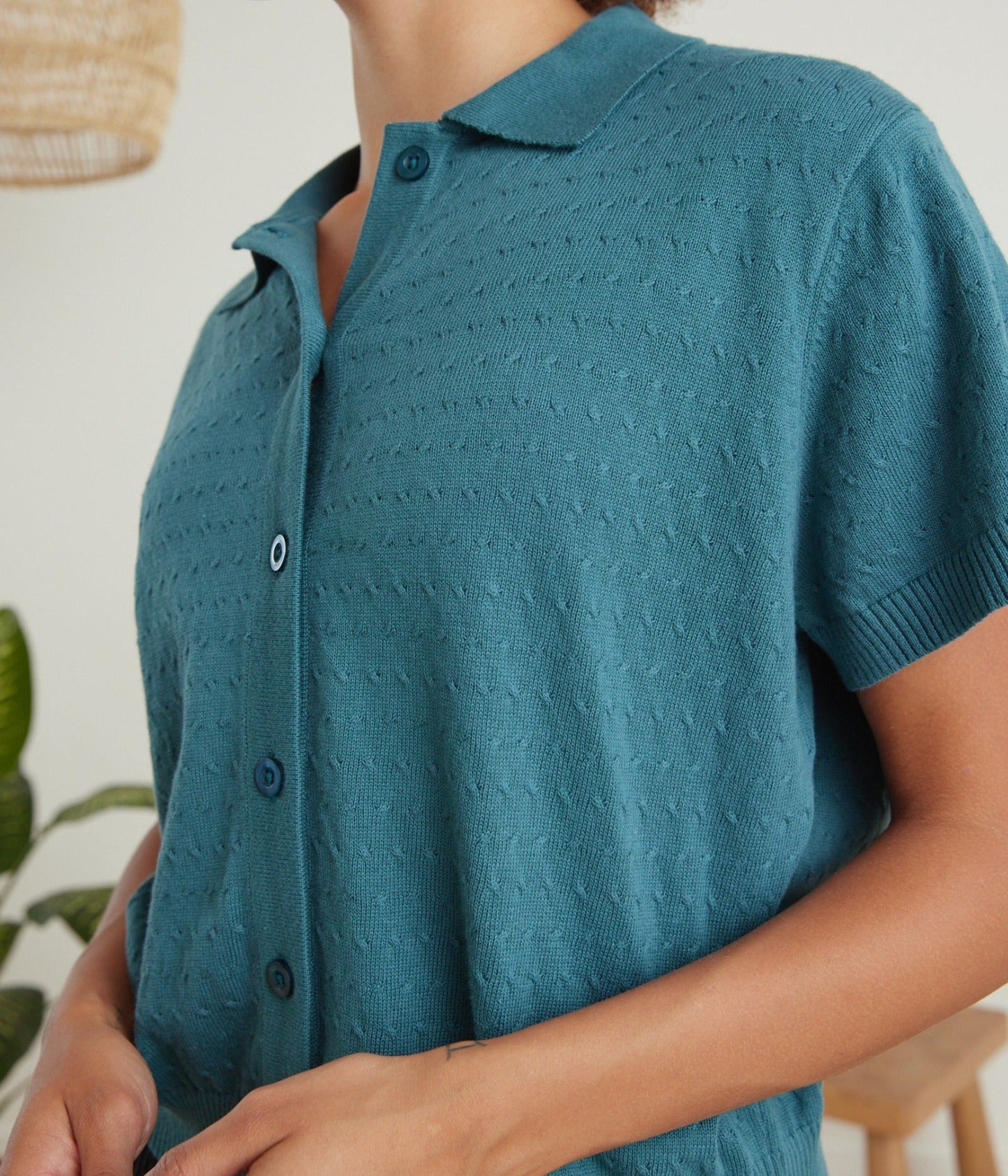 Antigua Organic Cotton Knit Top in Marine
