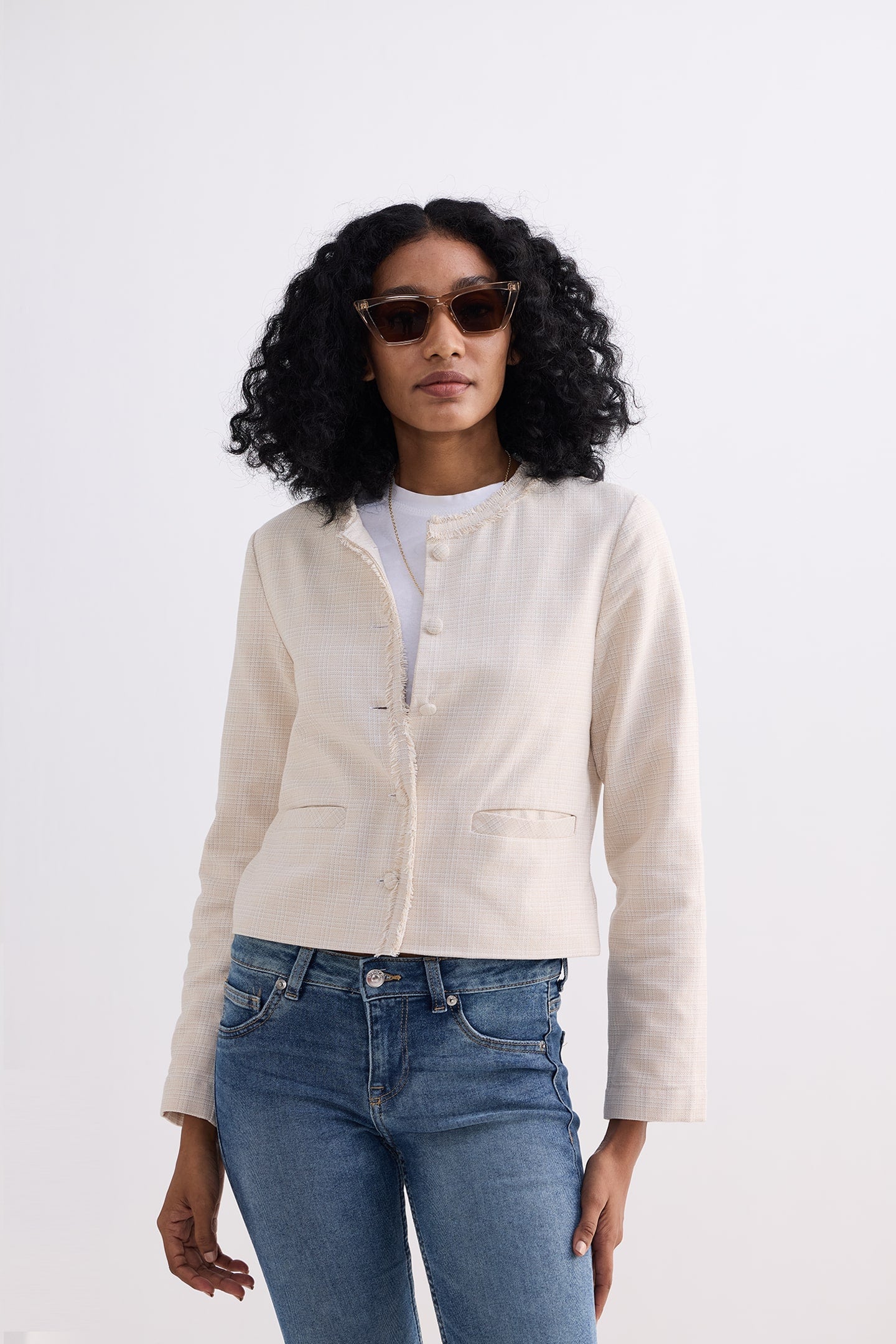 Lady Jacket in Cotton Tweed in Silver Strides