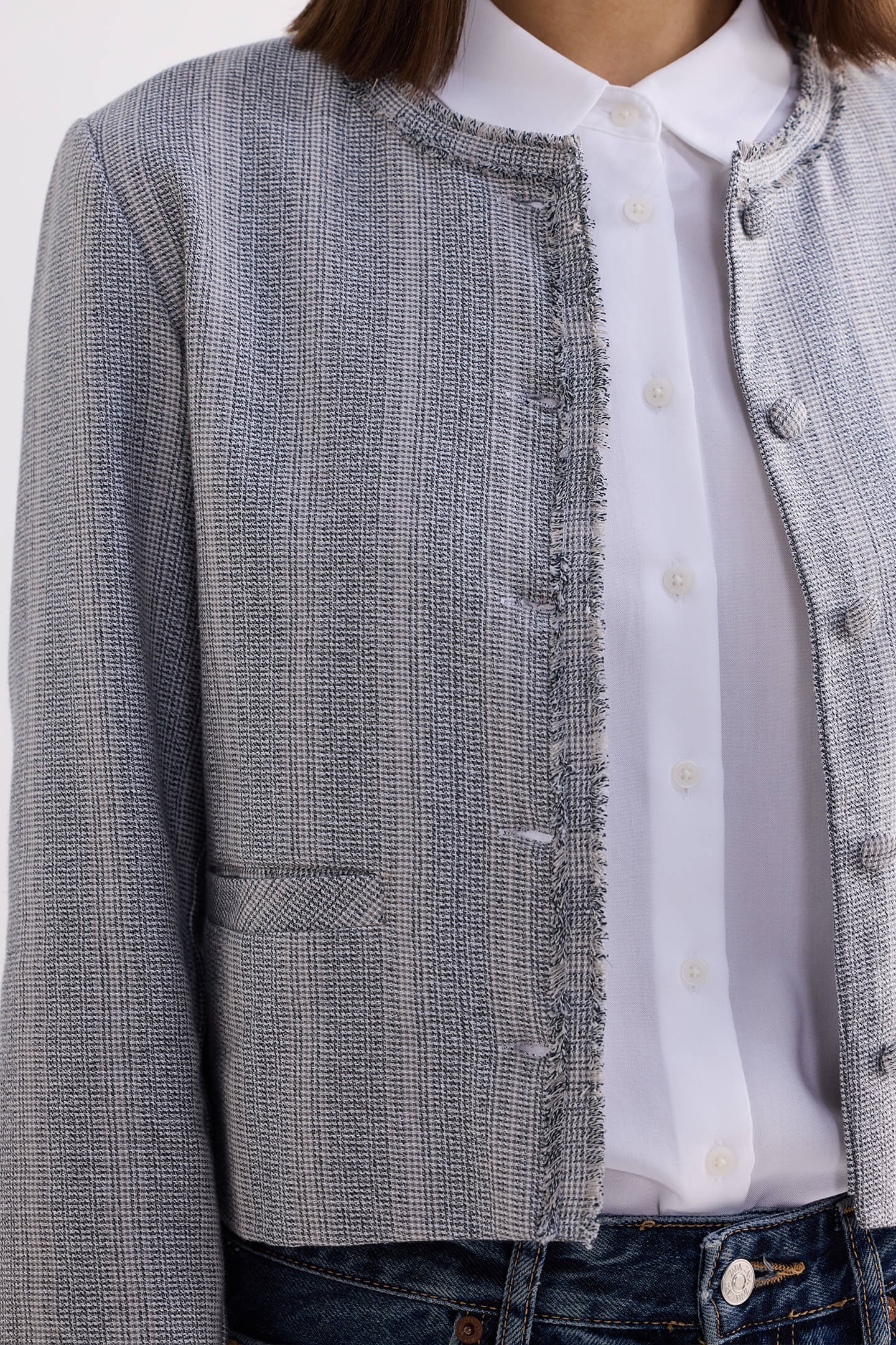 Lady Jacket in Cotton Tweed in Silver Strides