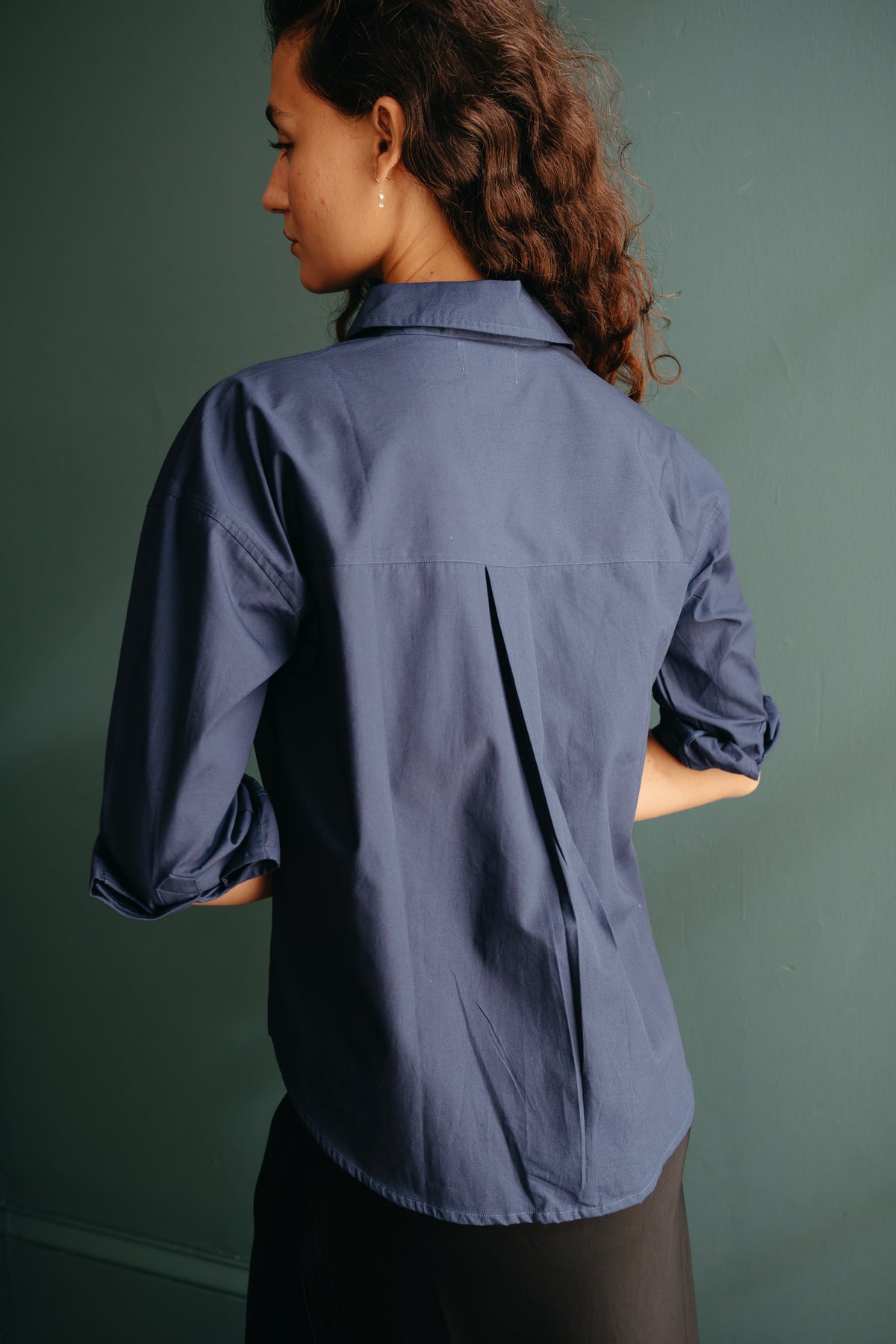 Kira Cotton Button Down Shirt in Black