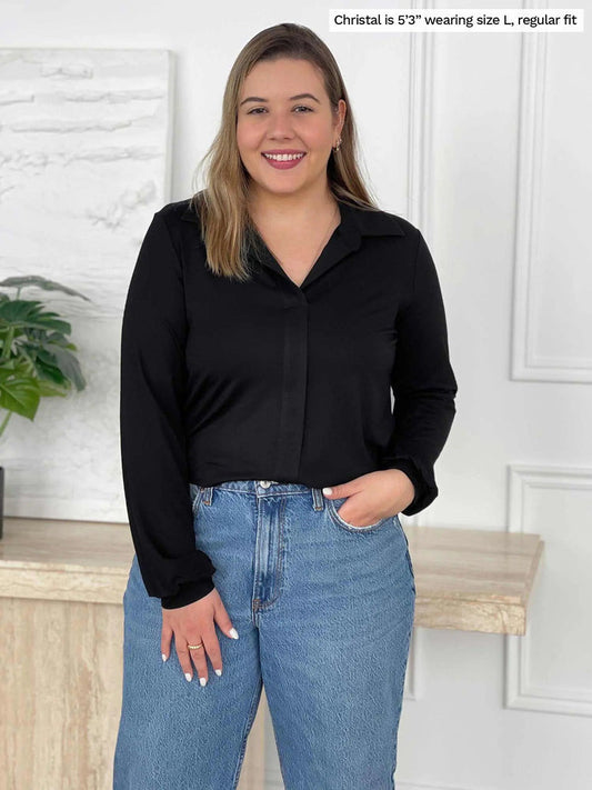 Lucia Modal Collared Shirt in Black