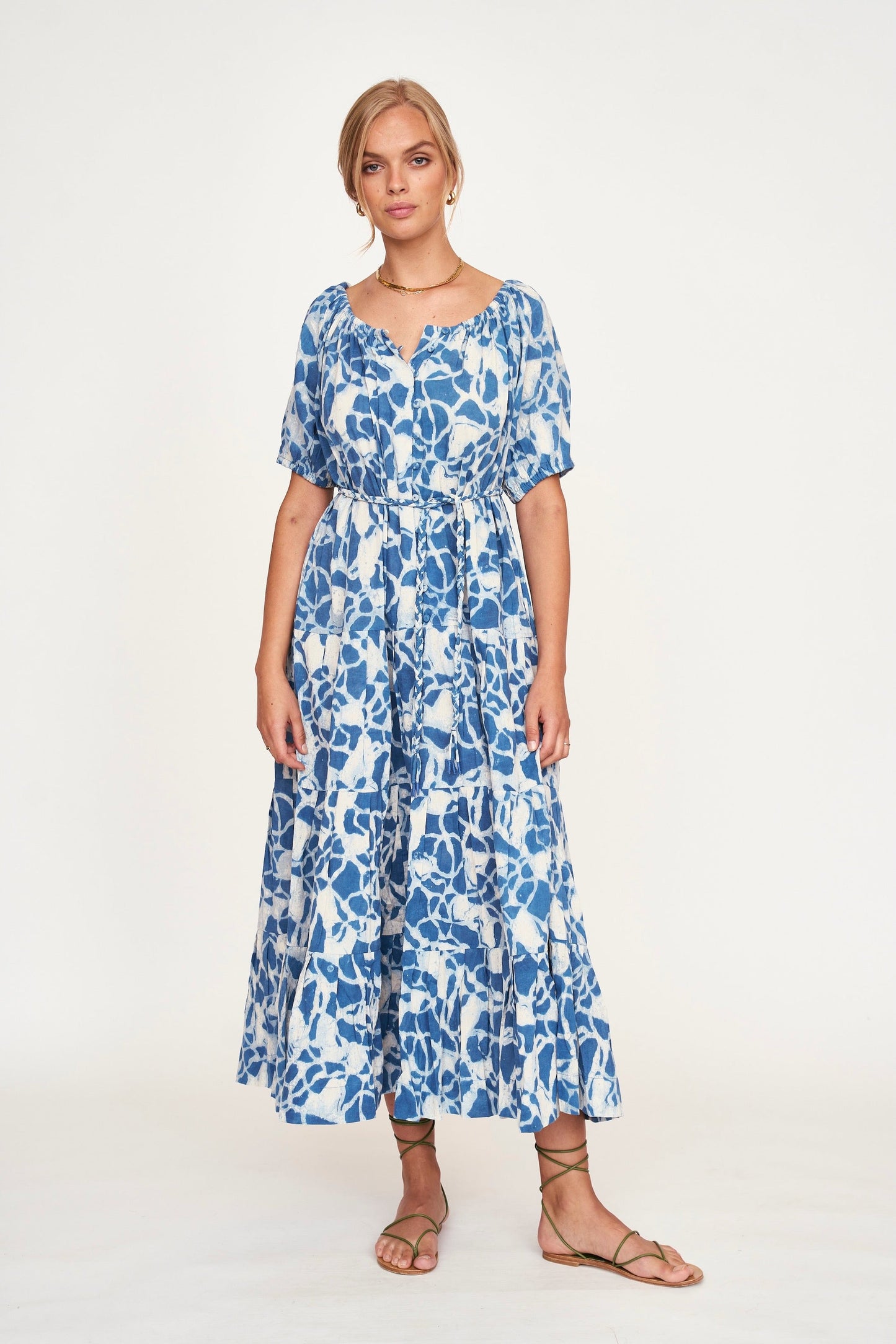 Capri Dress in Indigo Crackle