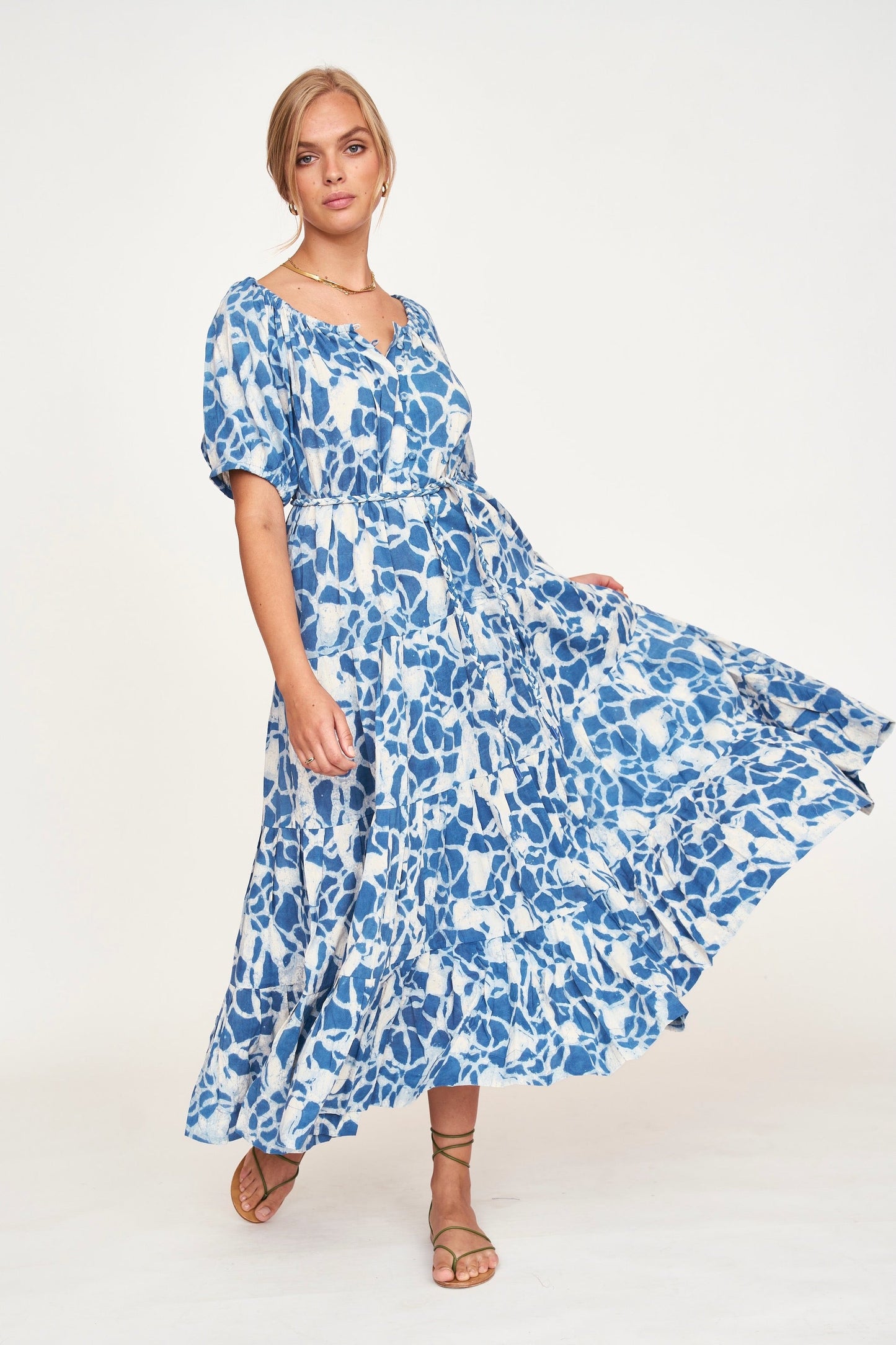 Capri Dress in Indigo Crackle