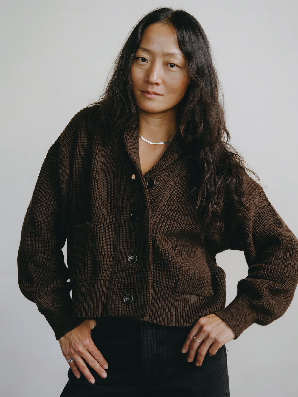 Sloan Organic Cotton Cardigan in Black