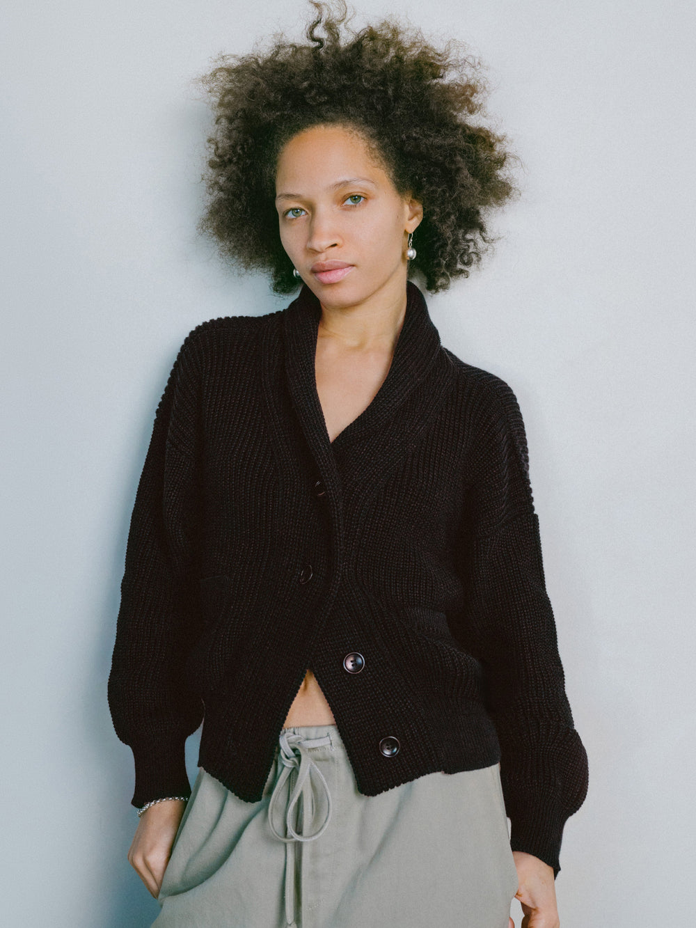 Sloan Organic Cotton Cardigan in Black