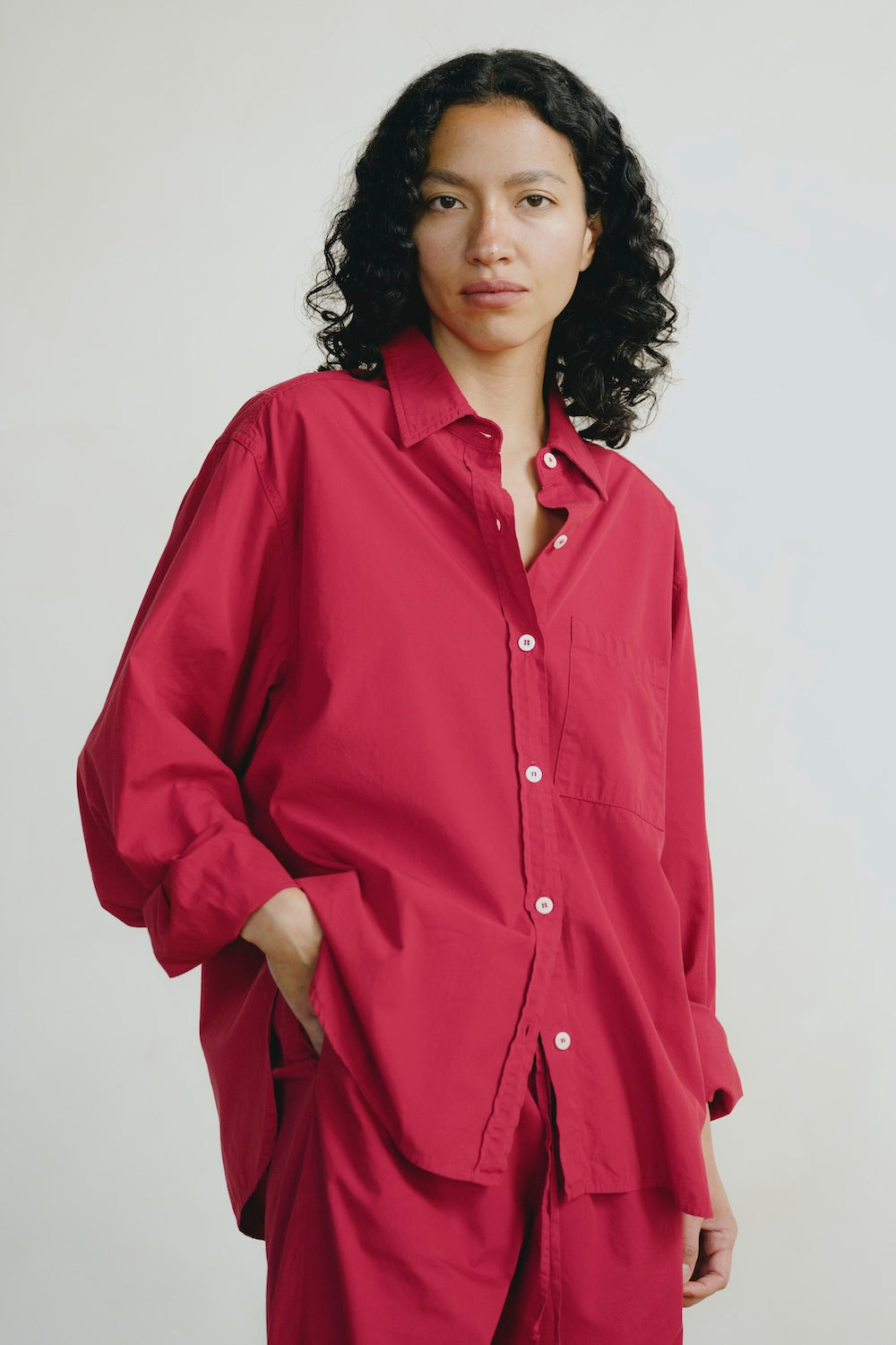 Marcie Shirt, Japanese Organic Cotton, Tomato Red