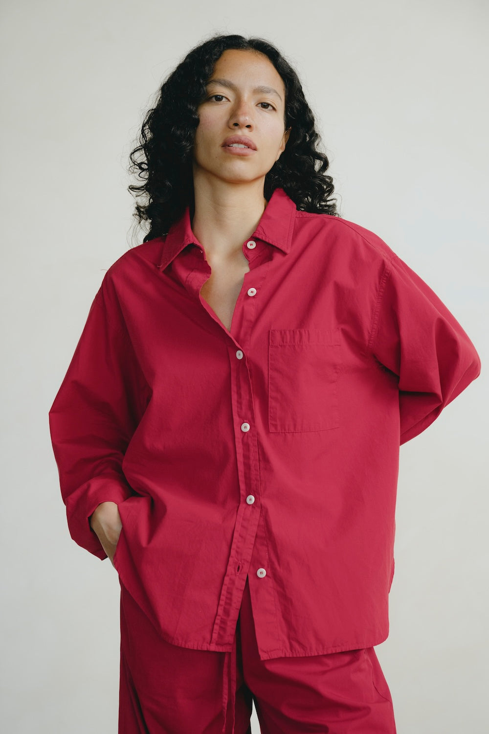Marcie Shirt, Japanese Organic Cotton, Tomato Red