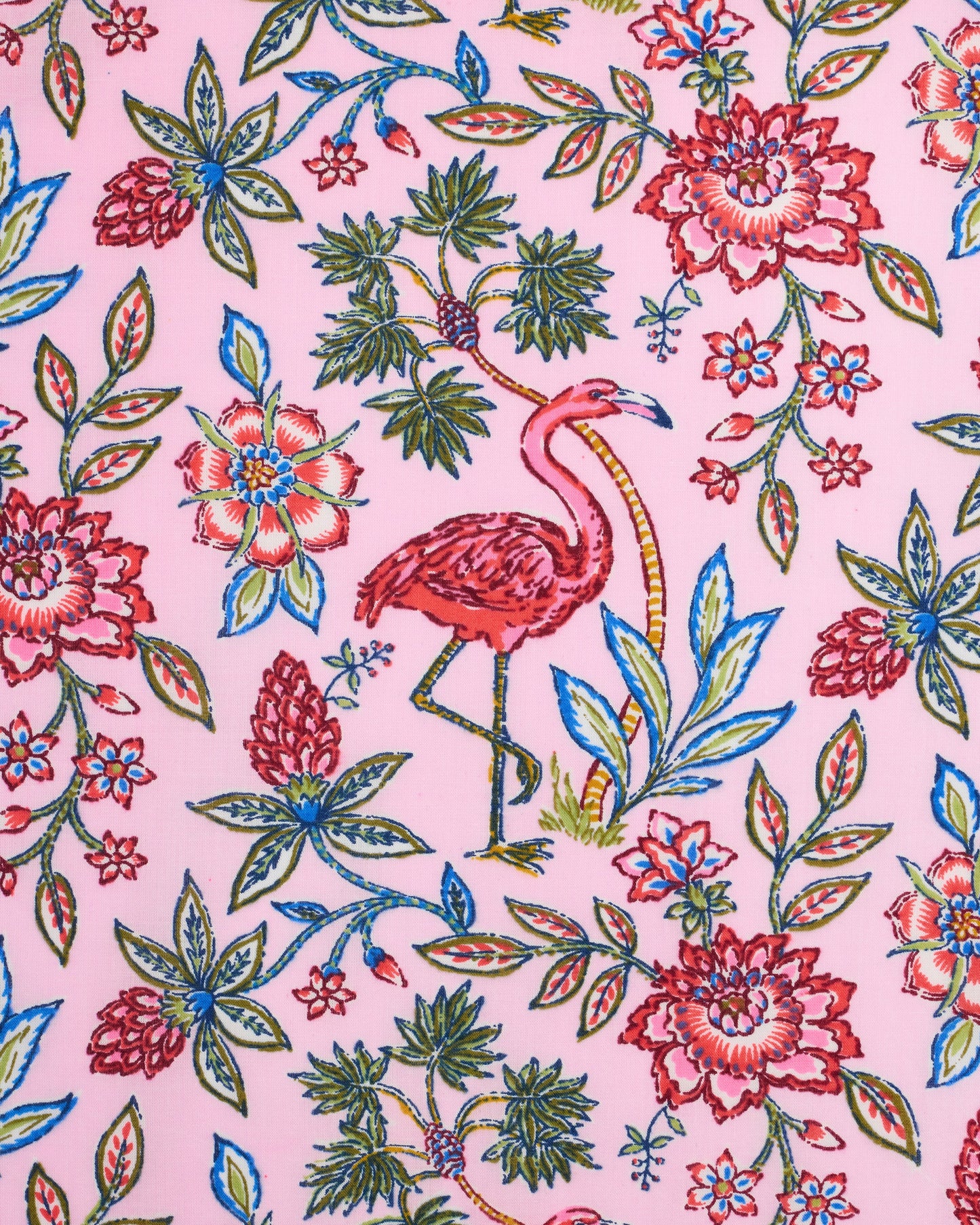 Meredith Organic Cotton Dress in Flora Flamingo Print