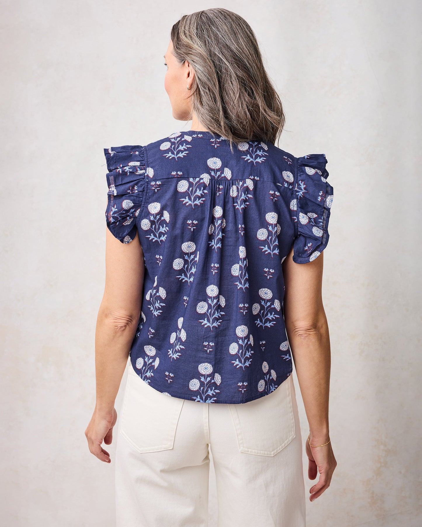 Katie Organic Cotton Blouse in Marigold Bloom Print