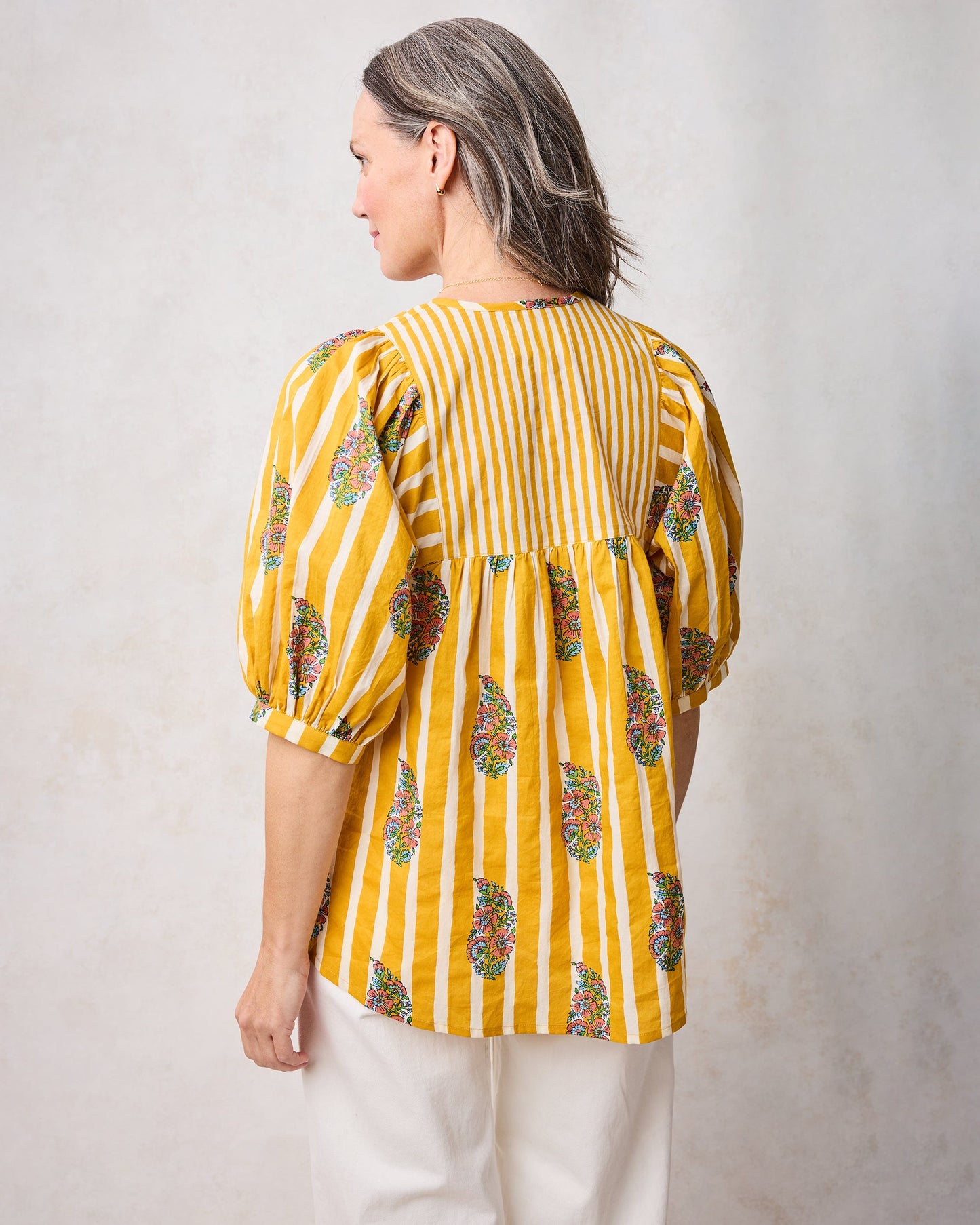 Greta Organic Cotton Blouse in Paisley Petals Print