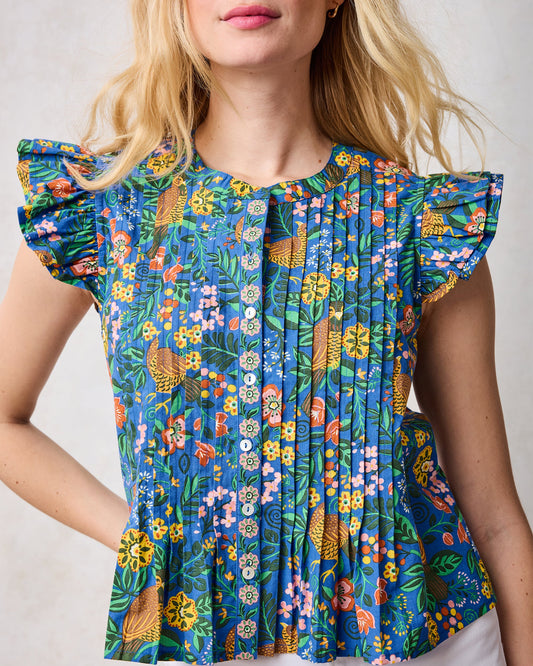 Katie Organic Cotton Blouse in Willow Wren Oasis Print