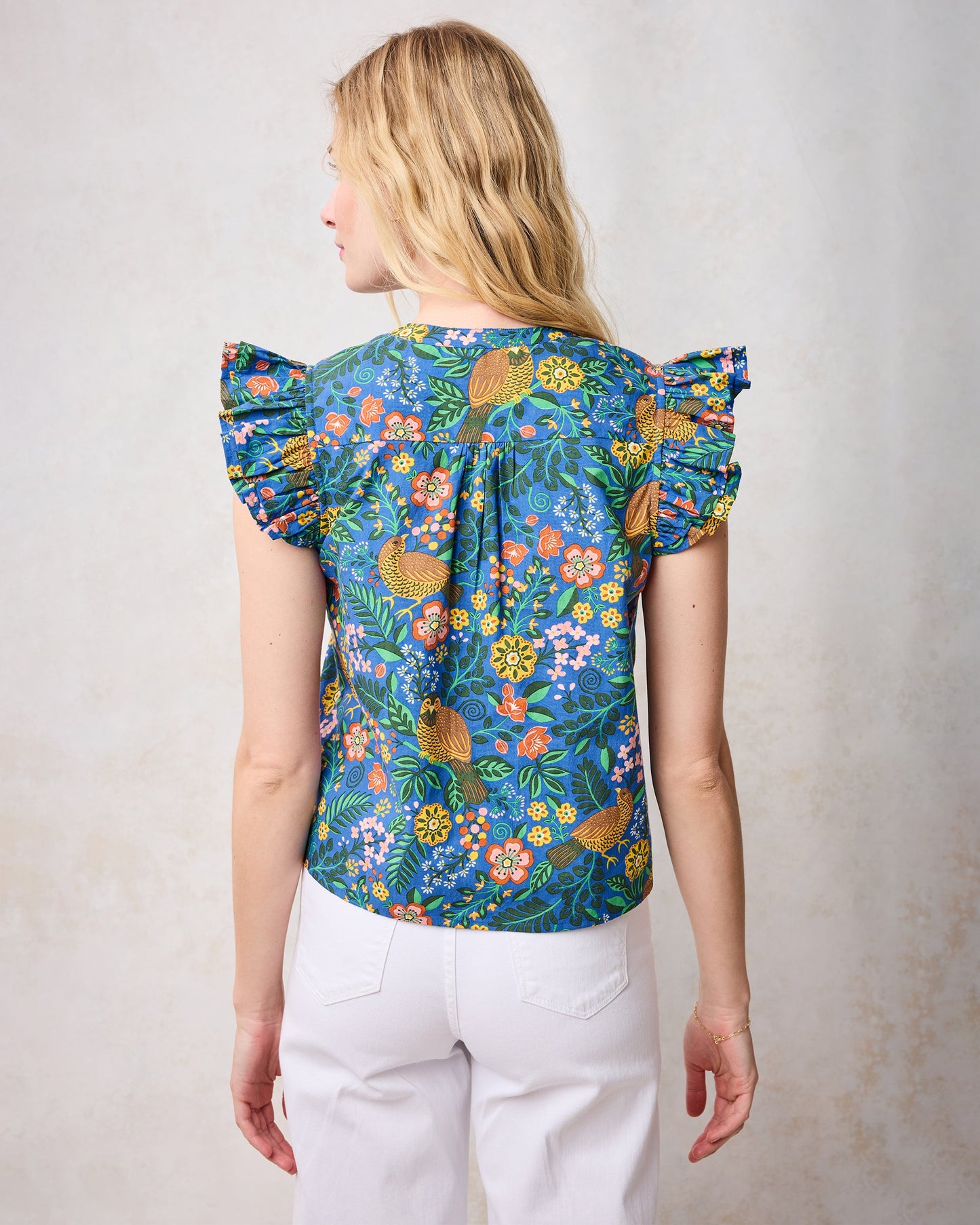 Katie Organic Cotton Blouse in Willow Wren Oasis Print