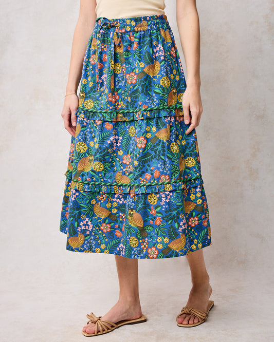 Now or Later Organic Cotton Skirt in Willow Wren Oasis Print
