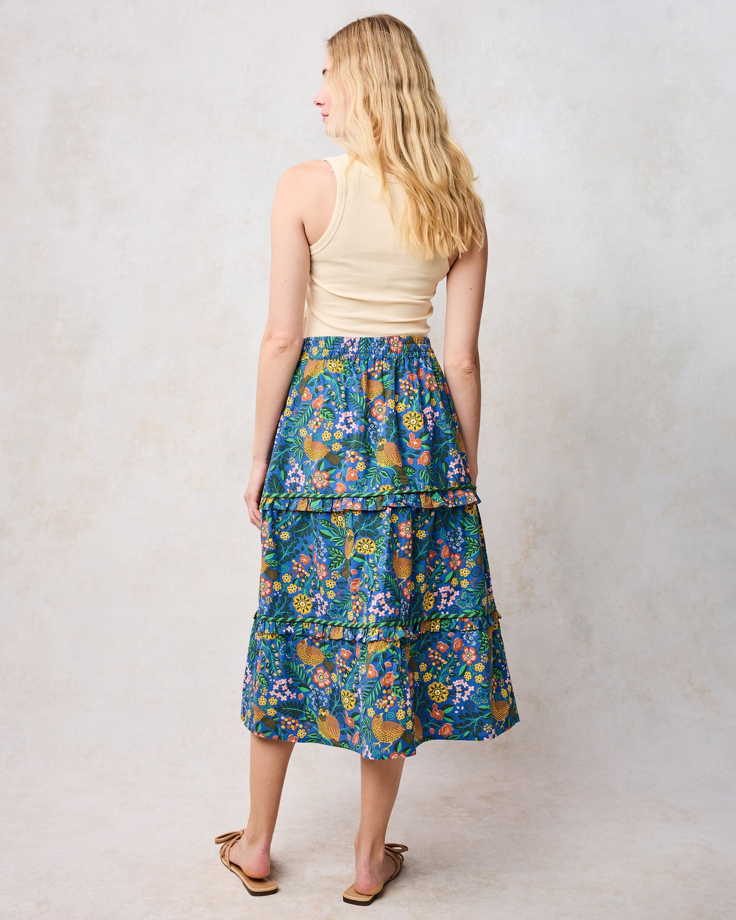 Now or Later Organic Cotton Skirt in Willow Wren Oasis Print