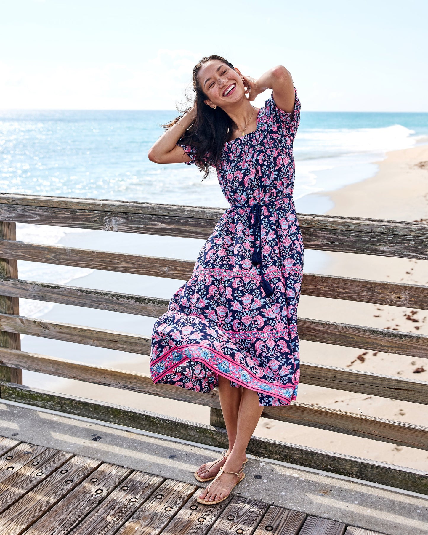The Muse Organic Cotton Dress in Harbor Honeysuckle Print