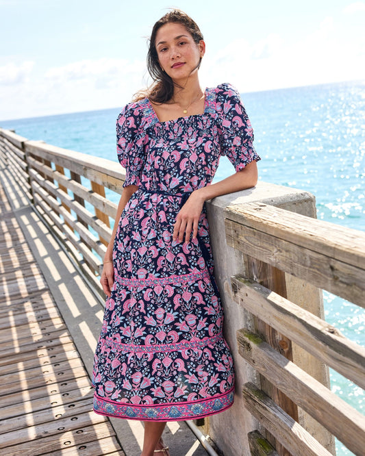 The Muse Organic Cotton Dress in Harbor Honeysuckle Print