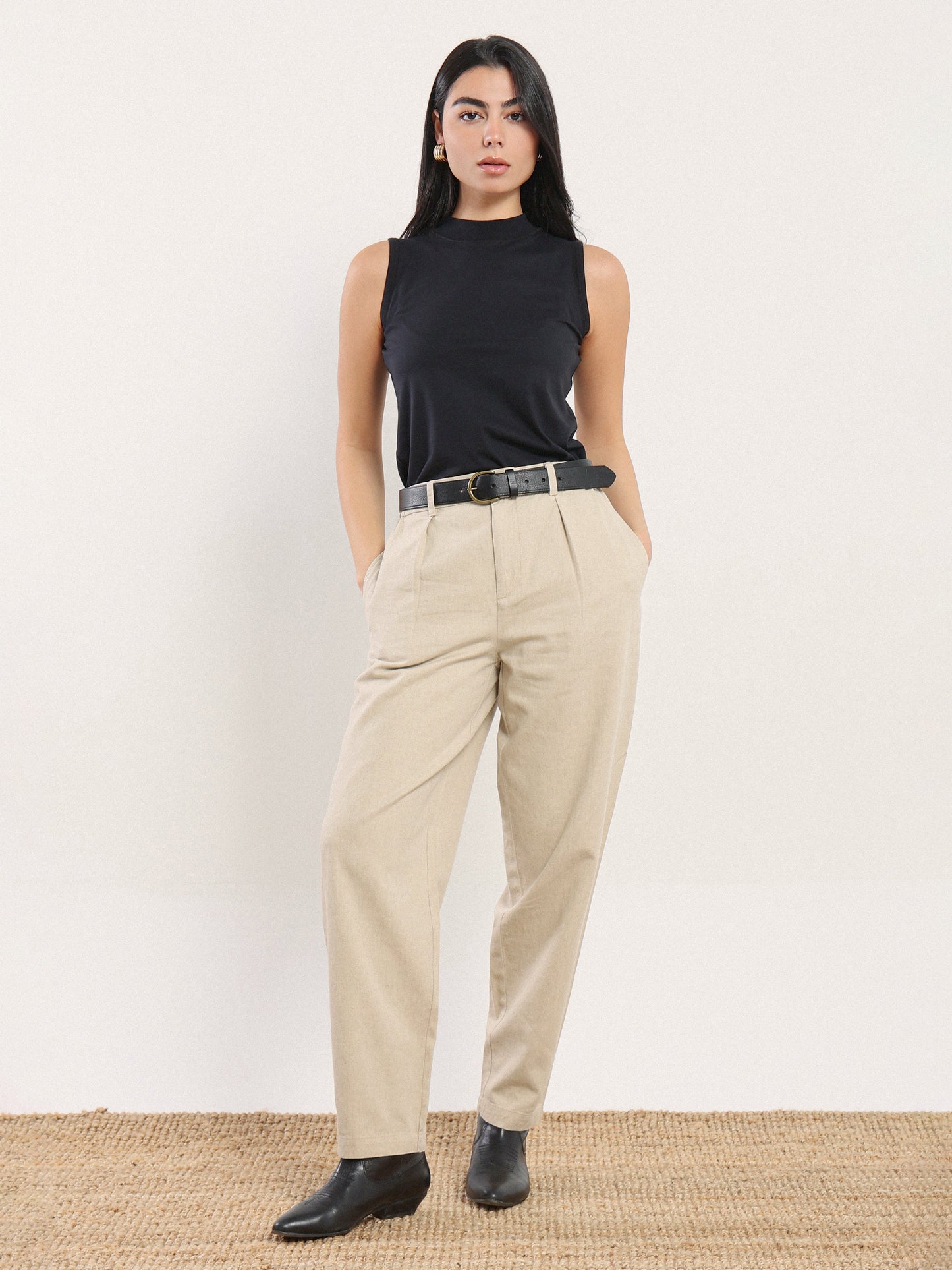 Ranya Pleated Trouser in Nile Silt