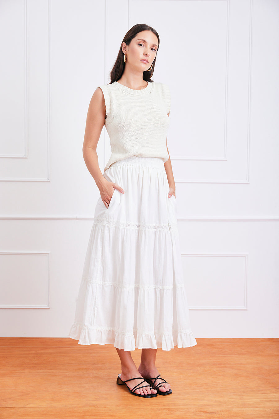 Colette Cotton Skirt in Off White