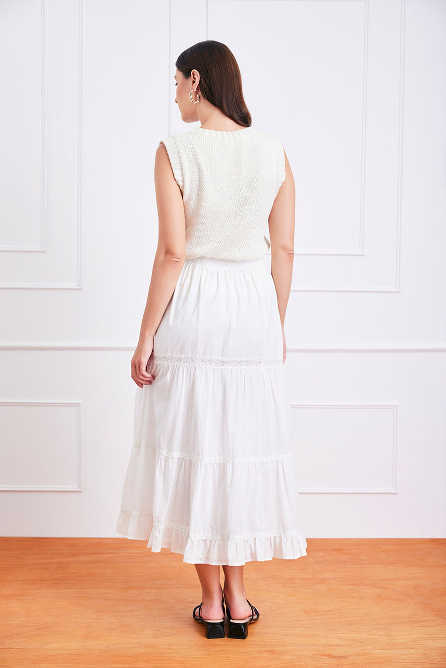 Colette Cotton Skirt in Off White