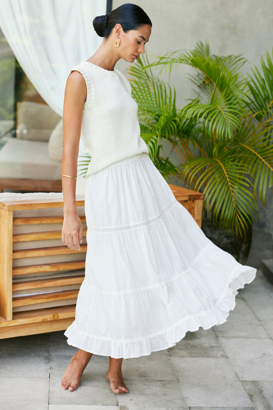 Colette Cotton Skirt in Off White
