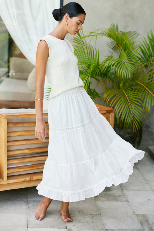Colette Cotton Skirt in Off White