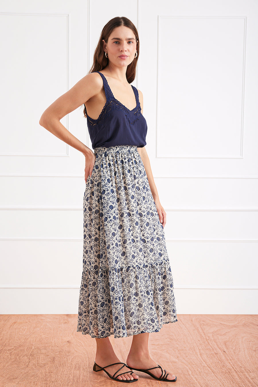 Wren Patterned Midi Skirt
