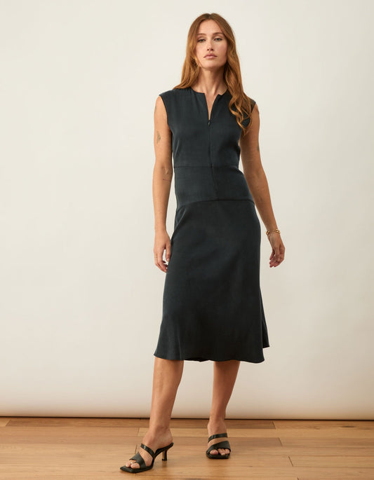 Save the Date Stretch Cupro Dress in Black