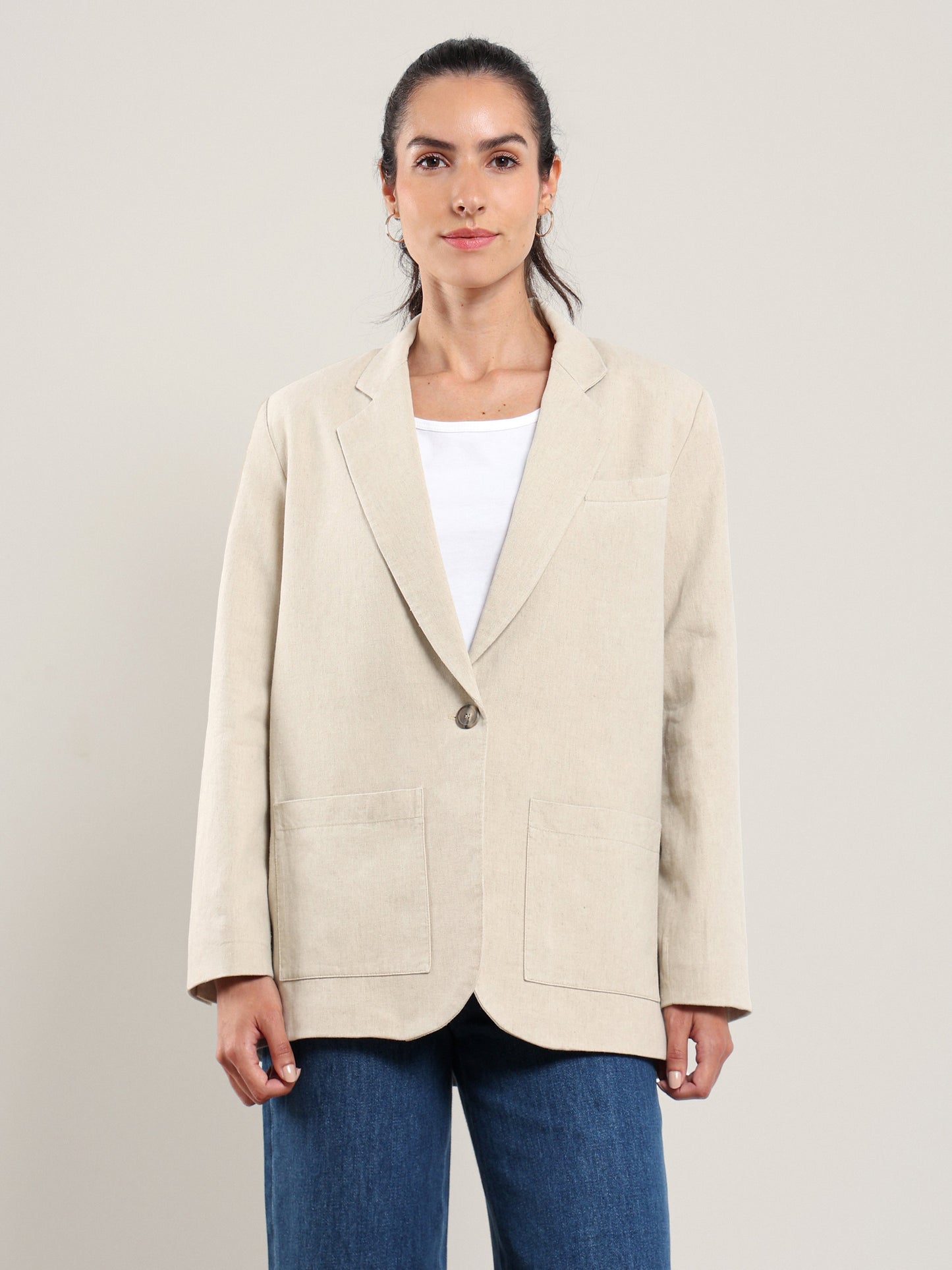 Martina Single Button Blazer in Desert Nile