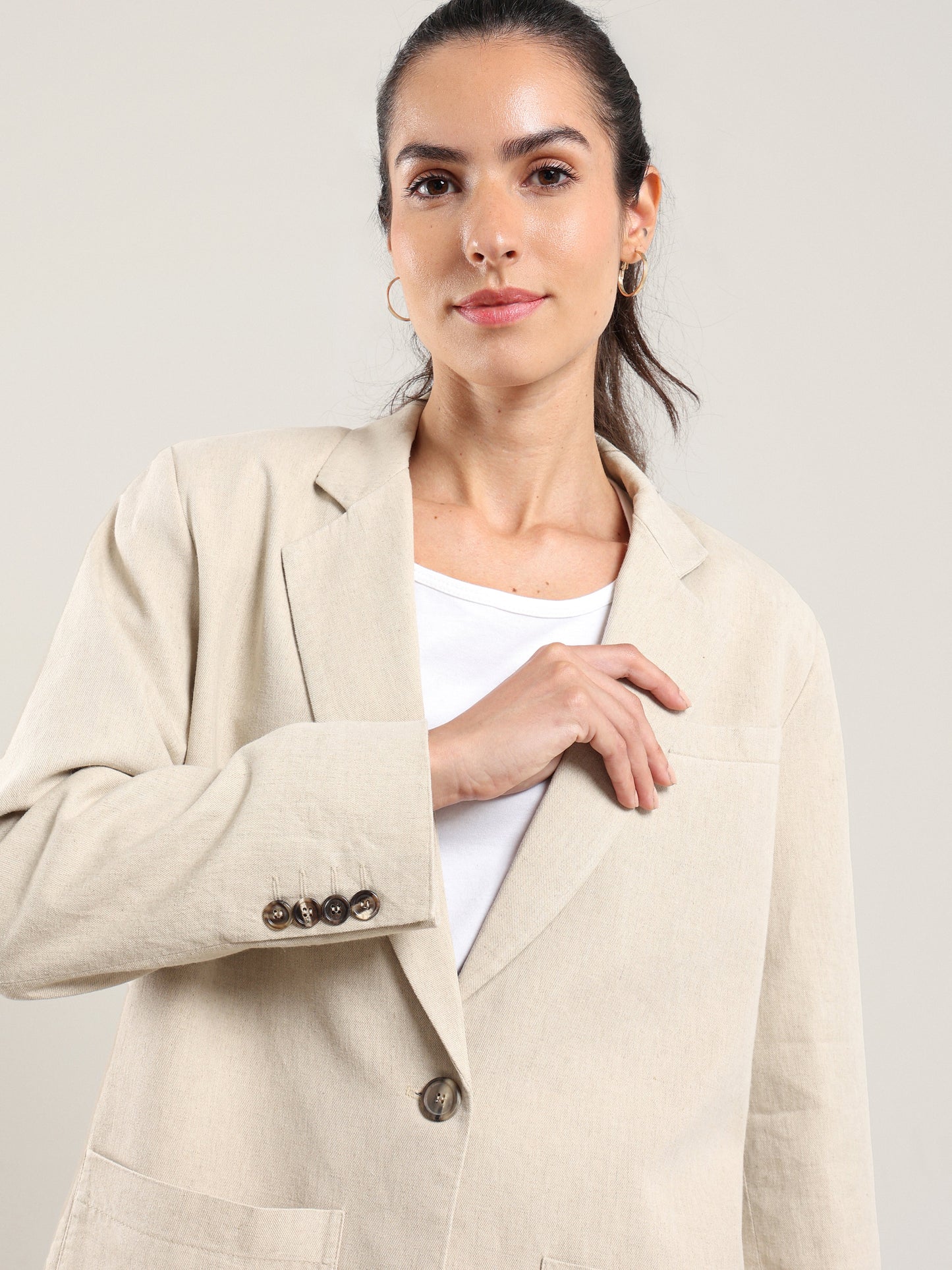 Martina Single Button Blazer in Desert Nile