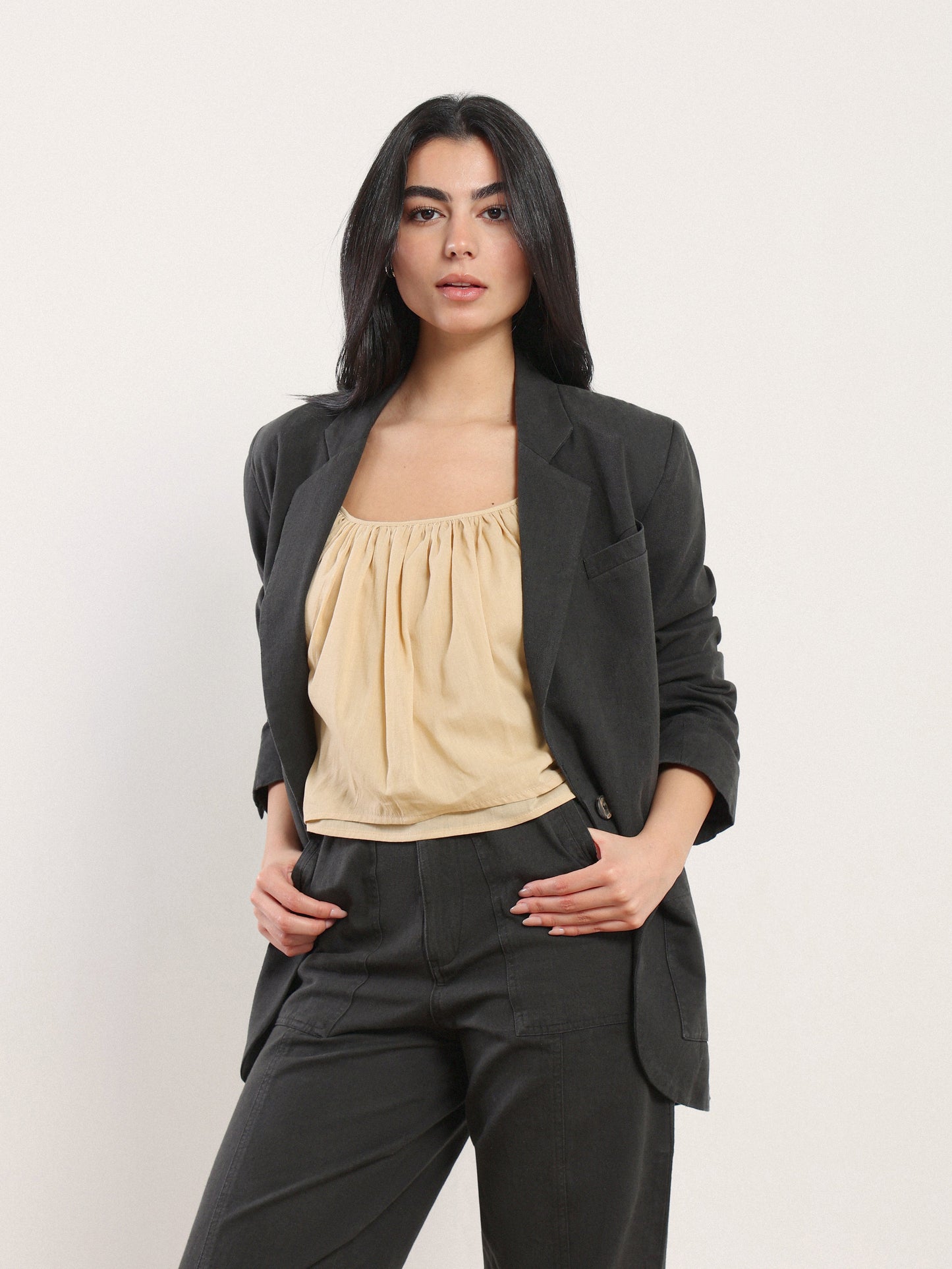 Martina Single Button Blazer in Desert Nile