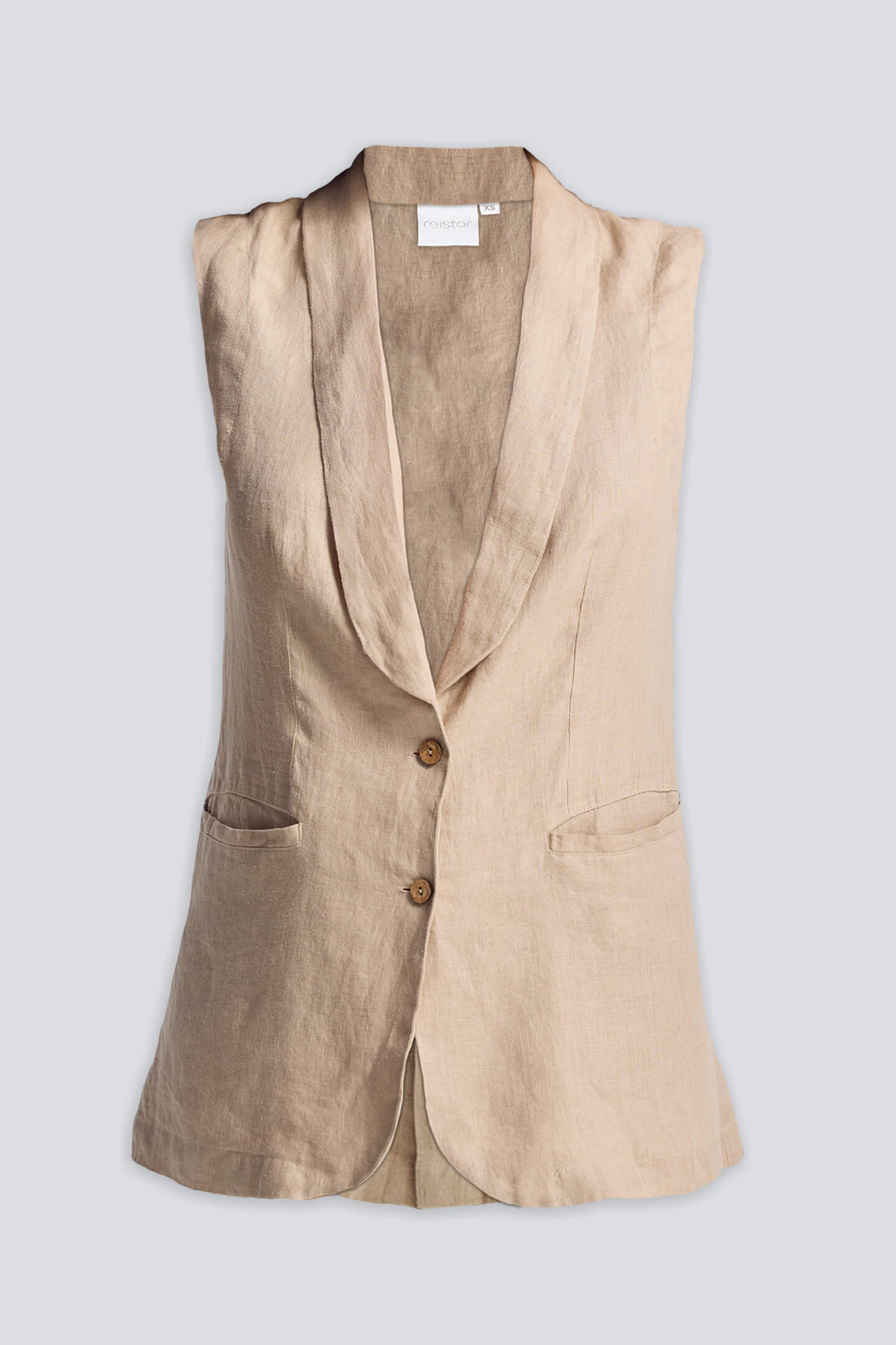 Sleeveless Hemp Vest Jacket in Natural Beige