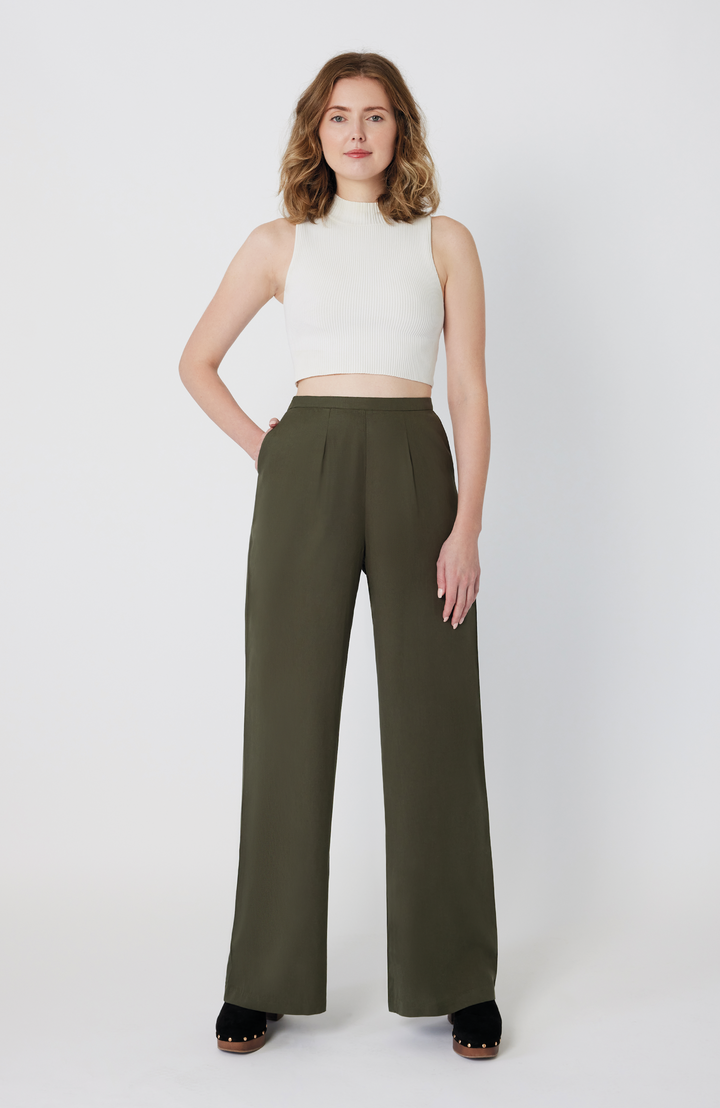 Lyocell Curvy Wide Leg Pants in Mauve