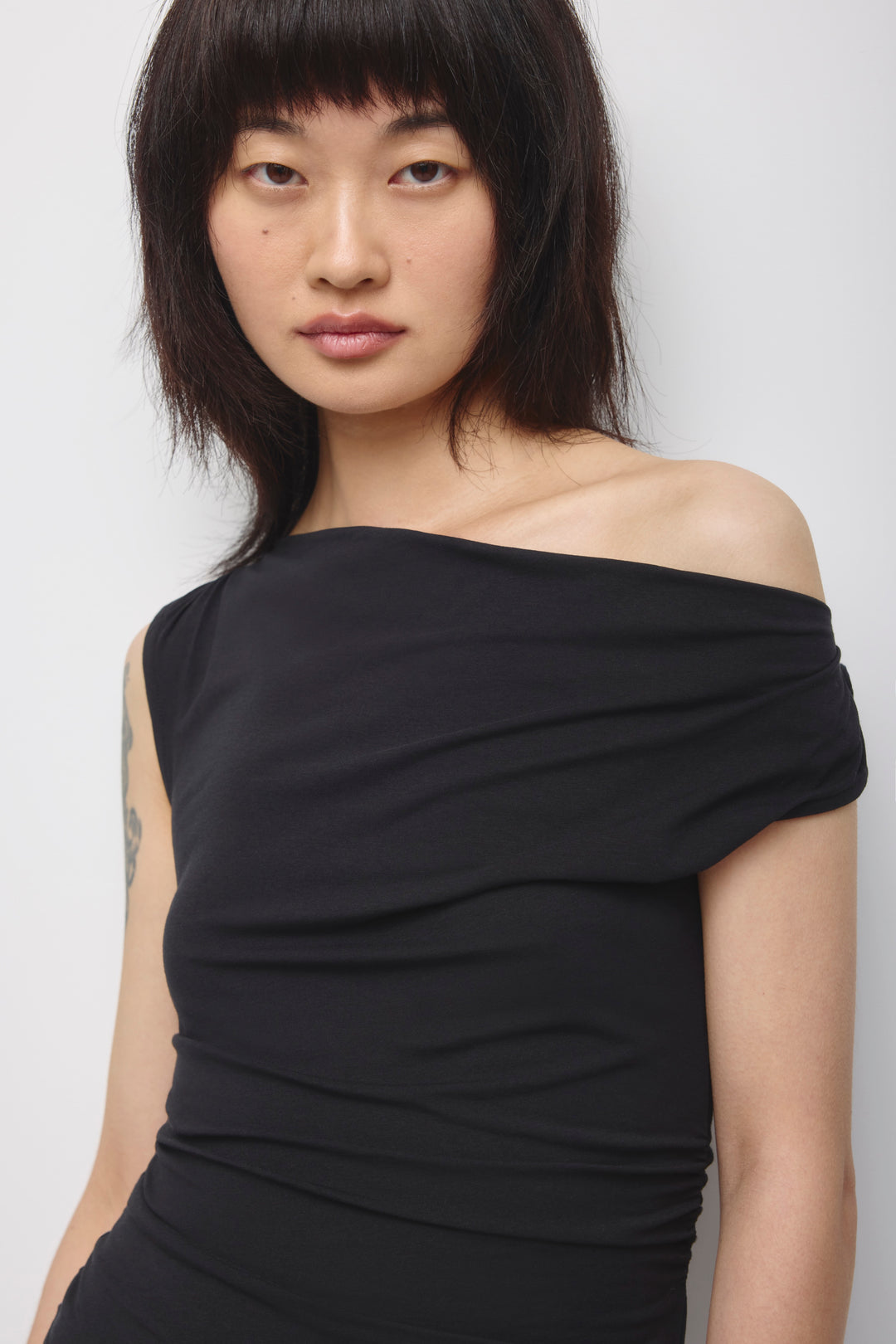 Sleeveless Cotton Jersey Basima Tank in Black