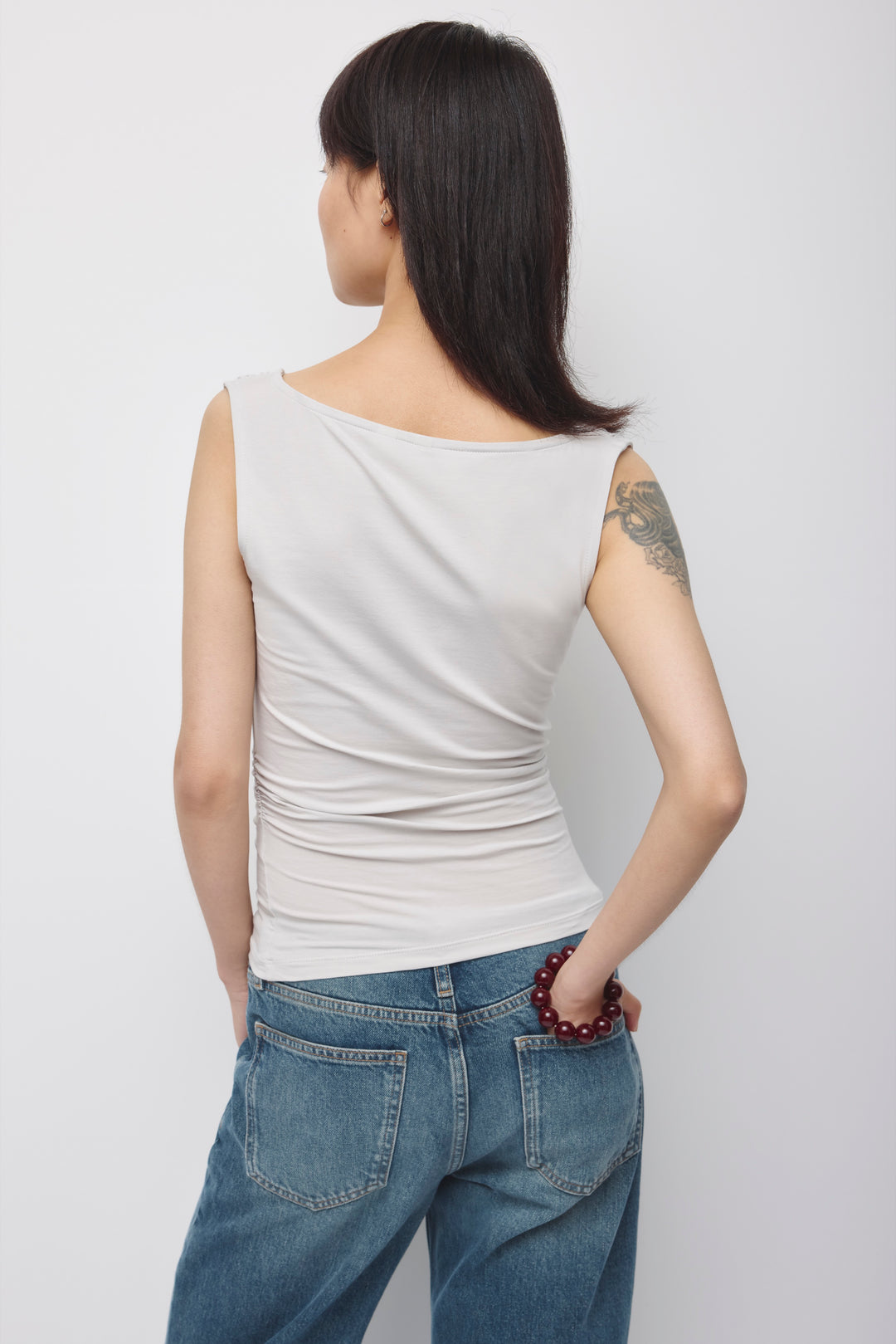 Sleeveless Cotton Jersey Basima Tank in Haze