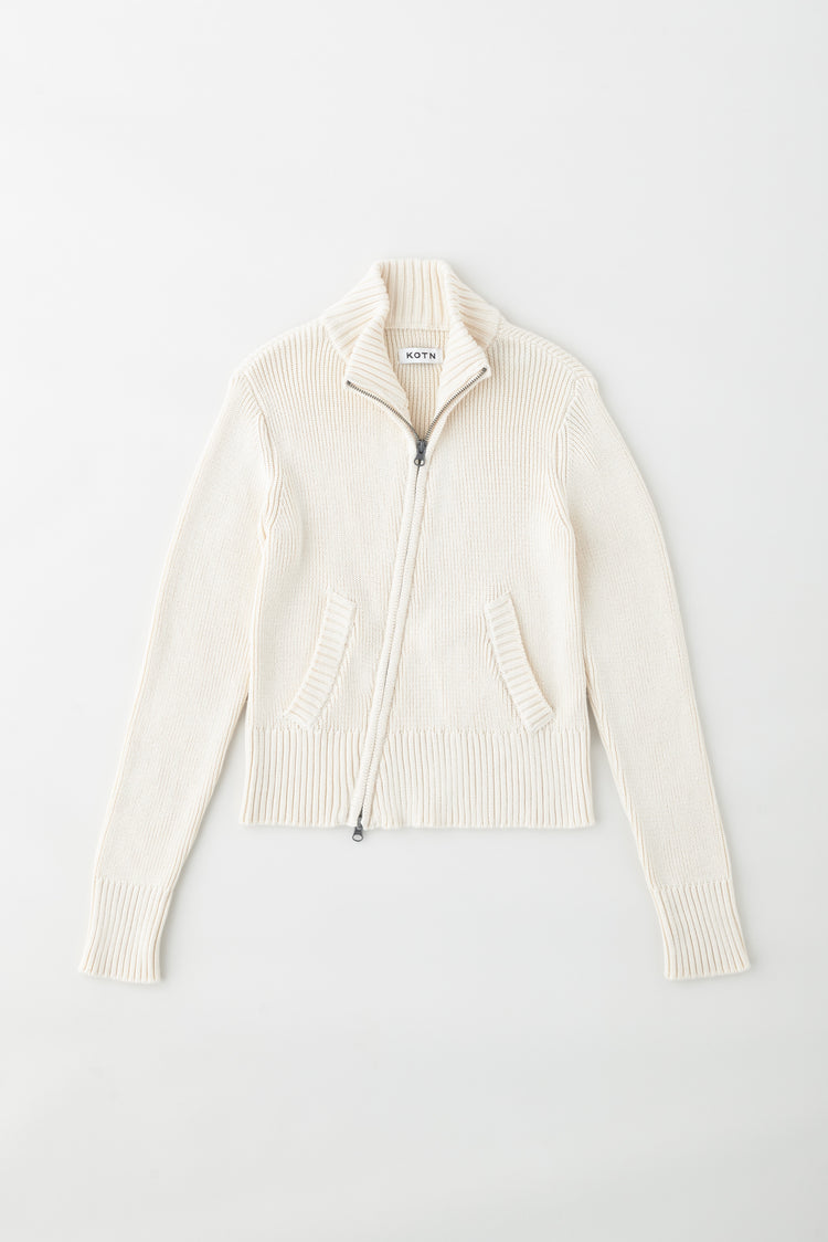 Asymmetric Cotton Zip Sweater in Black
