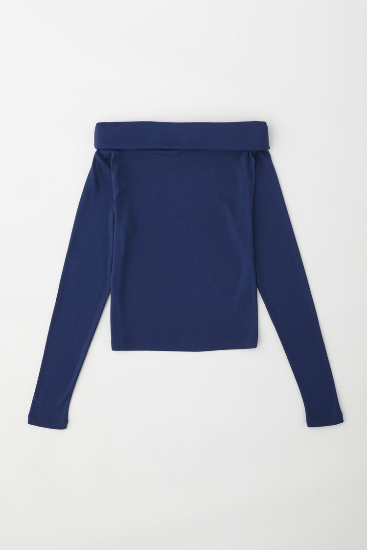 Zahra Cotton and Modal Off Shoulder Long Sleeve Top in Black
