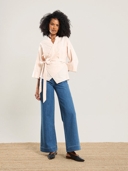 Hadia Wrap Top in Pale Rose