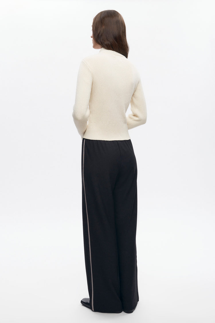 Asymmetric Cotton Zip Sweater in Black