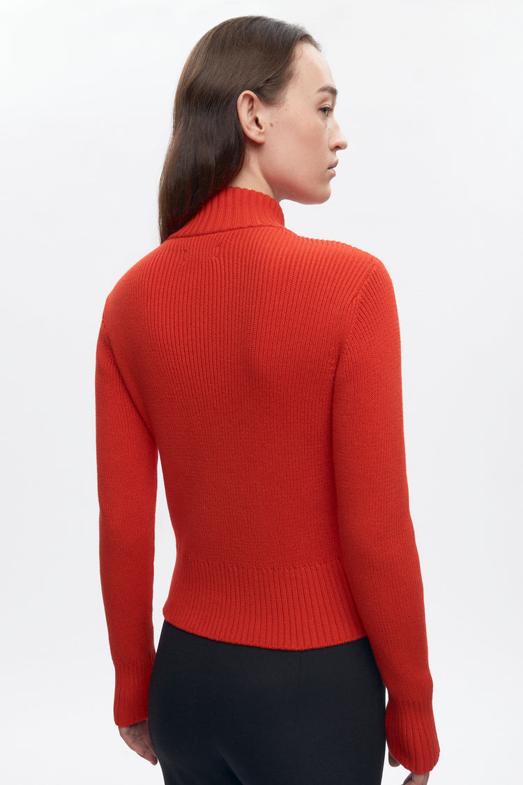 Asymmetric Cotton Zip Sweater in Black