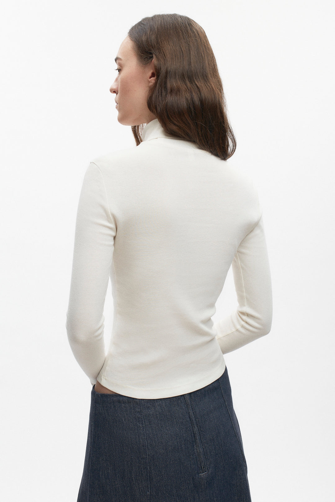 Cotton Fitted Turtleneck in Black