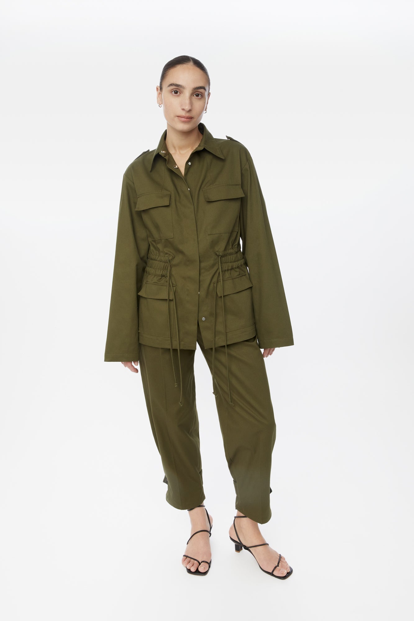 Canvas Cotton Utility Jacket - dāl the label-Olive