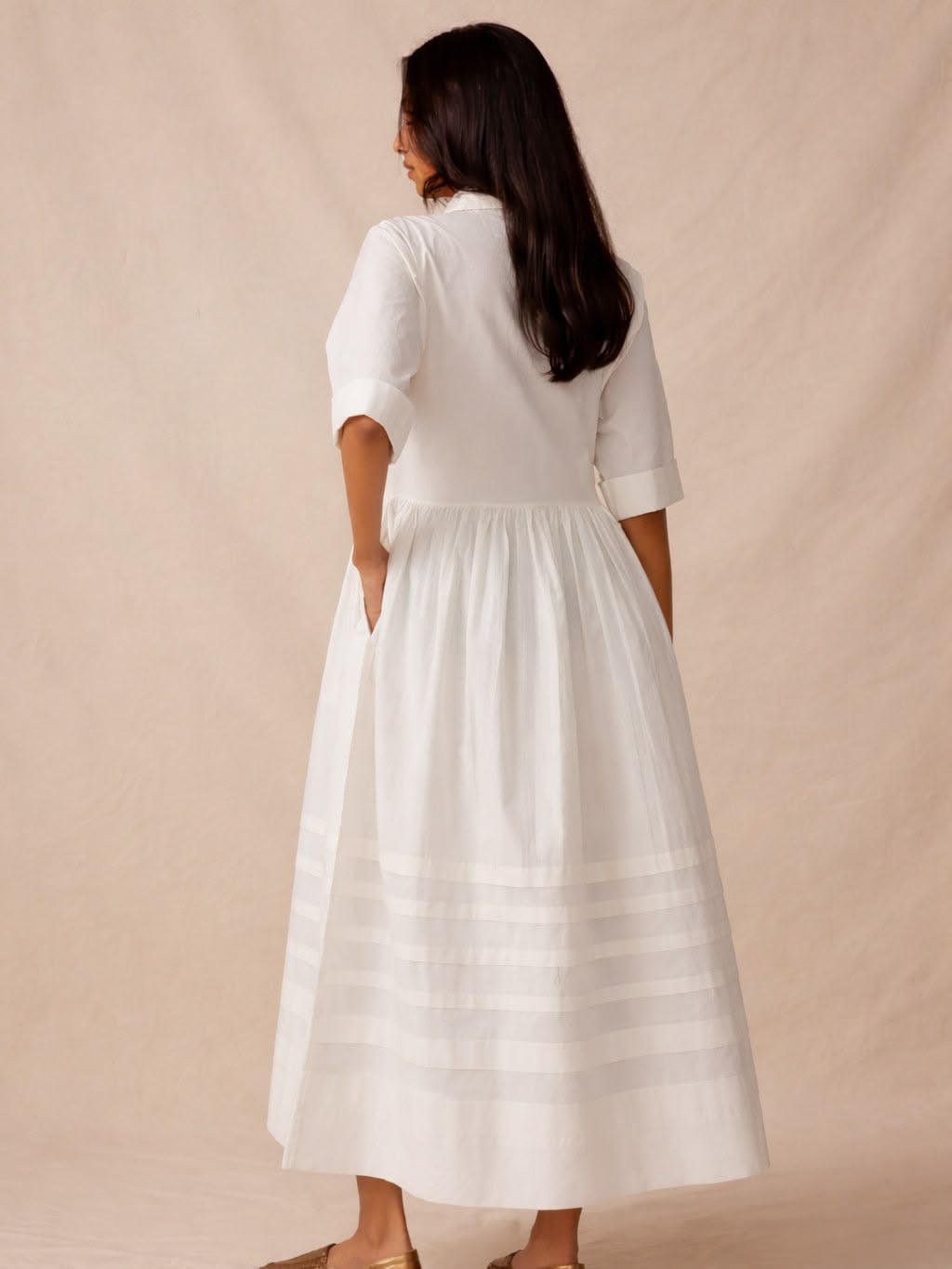 Pascale Cotton Shirt Dress in Ivory