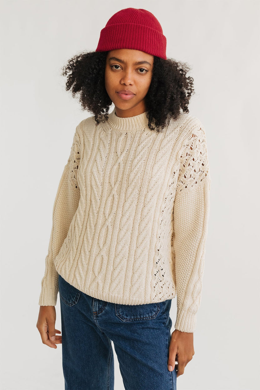 Greencastle Organic Cotton Aran Knit Ecru