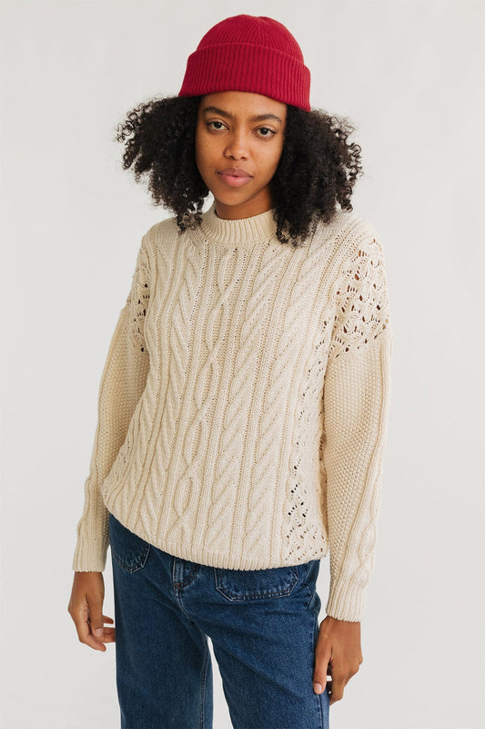 Greencastle Organic Cotton Aran Knit Ecru